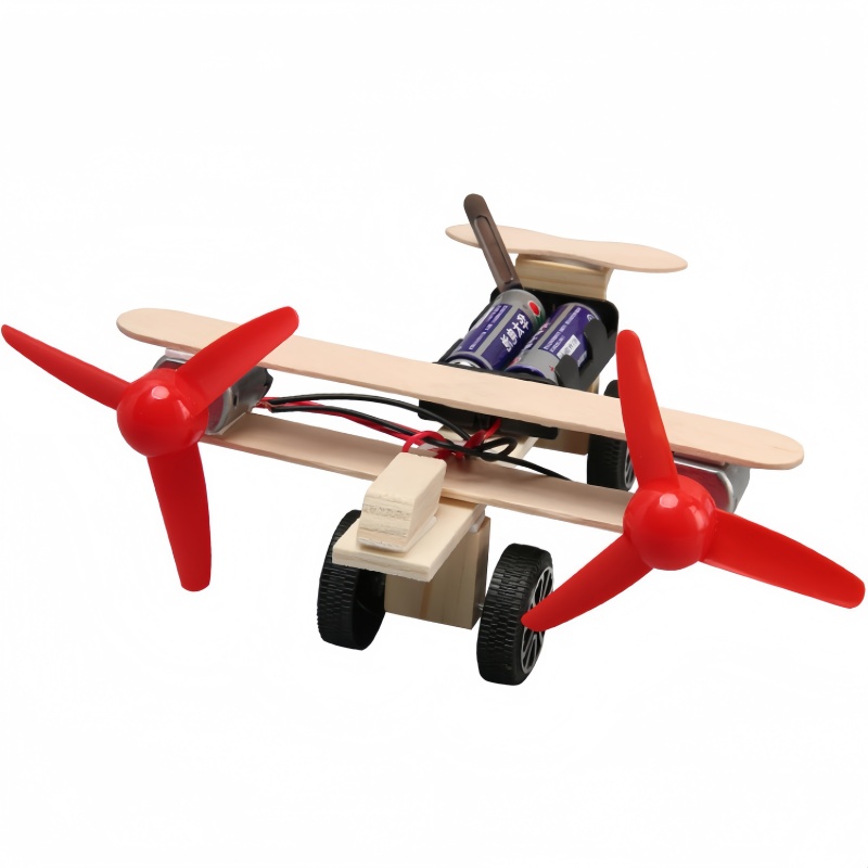 Science Project Kit - 1-3個入り ダブルプロペラグライダー DIY科学プロジェクト 多機能電動物理教育キット 手作り木製プラスチックモデル