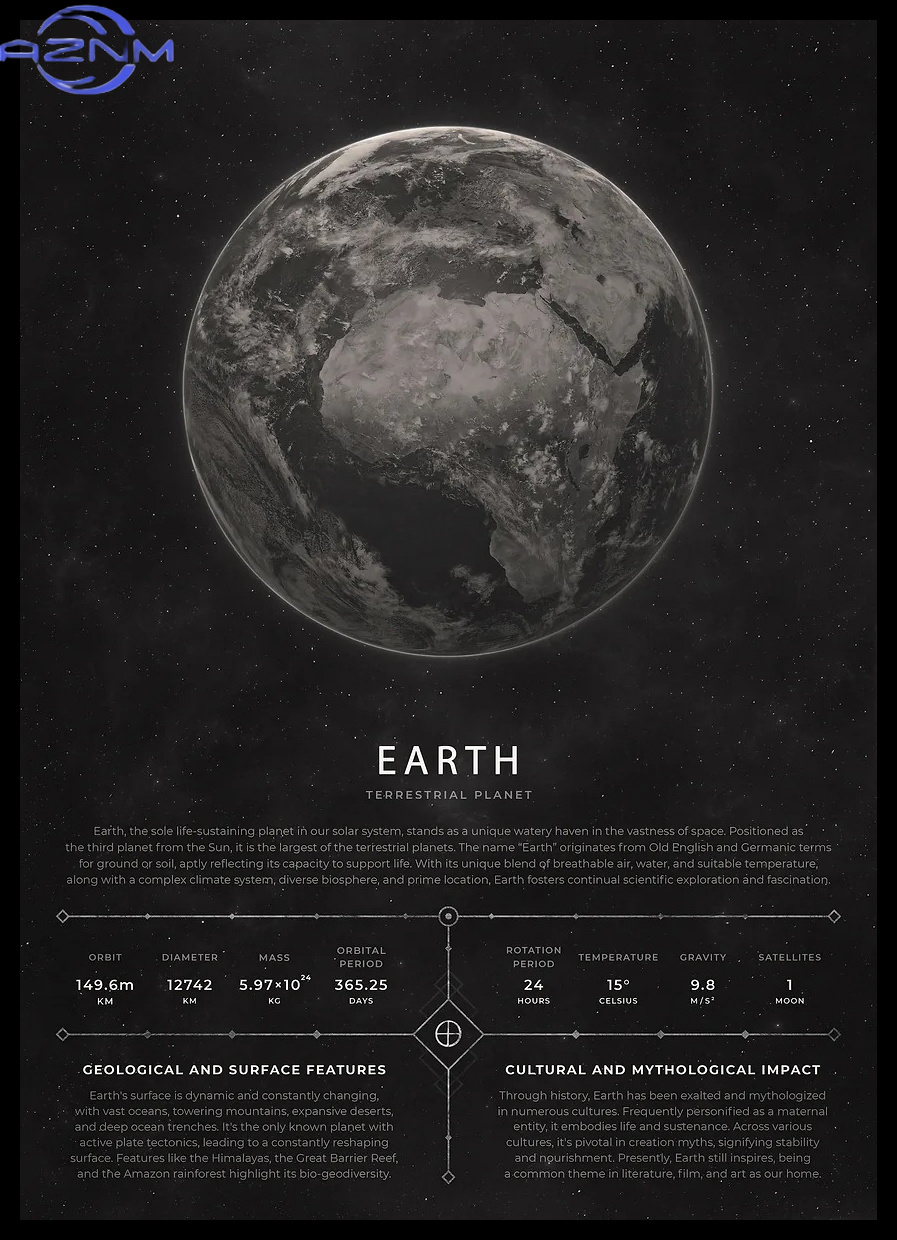 Star Map Poster - AZNM ヴィンテージ美的宇宙ポスターレトロ惑星情報プリント地球火星地図キャンバス壁アート美的家の装飾写真 Unfr