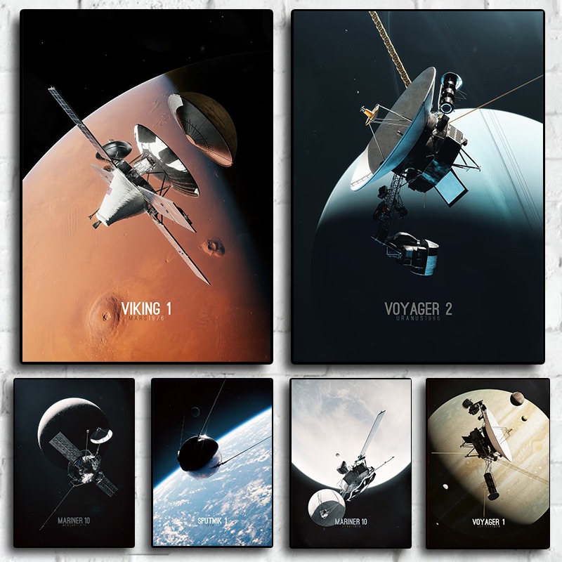 Star Map Poster - 太陽系探査キャンバスアート NASA プローブ壁装飾マリナー 10 メッセンジャーミッションをフィーチャー現代天文学惑星プリント