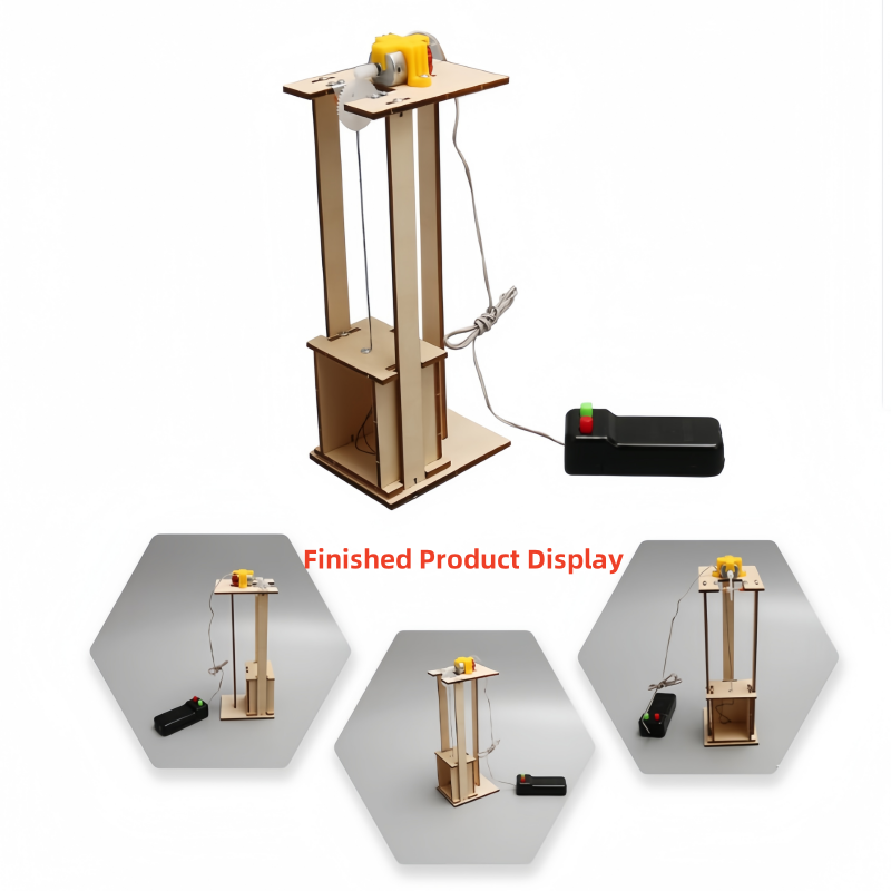 Science Project Kit - DIY 電動リモコンリフトエレベーターキット - 木製モデル科学実験パズルおもちゃ 子供向け教育学校プロジェクト