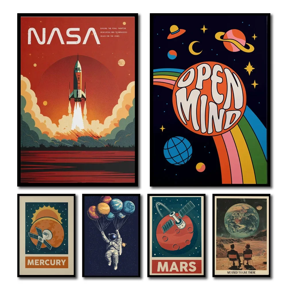 1pc レトロ太陽系惑星宇宙宇宙飛行士キャンバス壁プリント天 - Star Map Poster のレビューと価格
