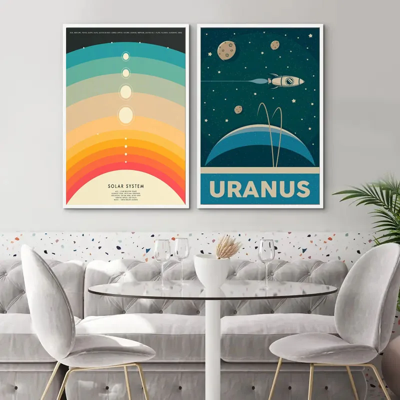 1pc レトロ太陽系惑星宇宙宇宙飛行士キャンバス壁プリント天 - Star Map Poster のレビューと価格