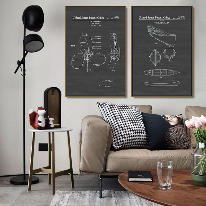 シンプルな黒と白グレーアメリカンインダストリアルスタイルレト - Star Map Poster のレビューと価格